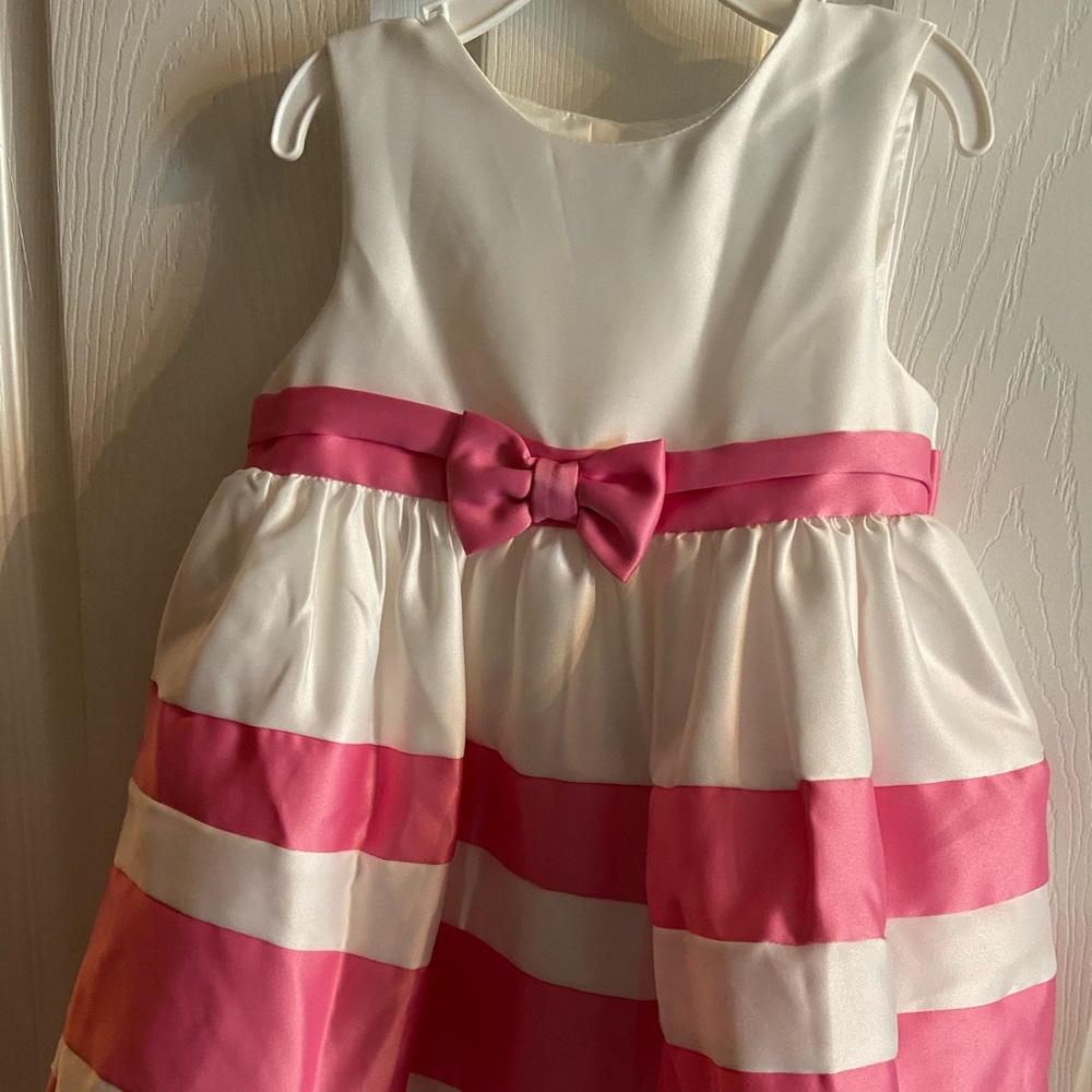 Donita pink/white formal stripe dress